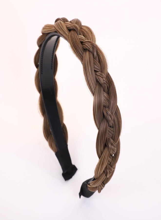TOECWEGR Braided Headband With Teeth Synthetic Hairpiece Hair 3 Shares Merger Plaited Wide Fishtail Braided Hair Band Hairpiece for Women Beauty (Chocolate Dark Aroma Penang Color, Free) - Image 2
